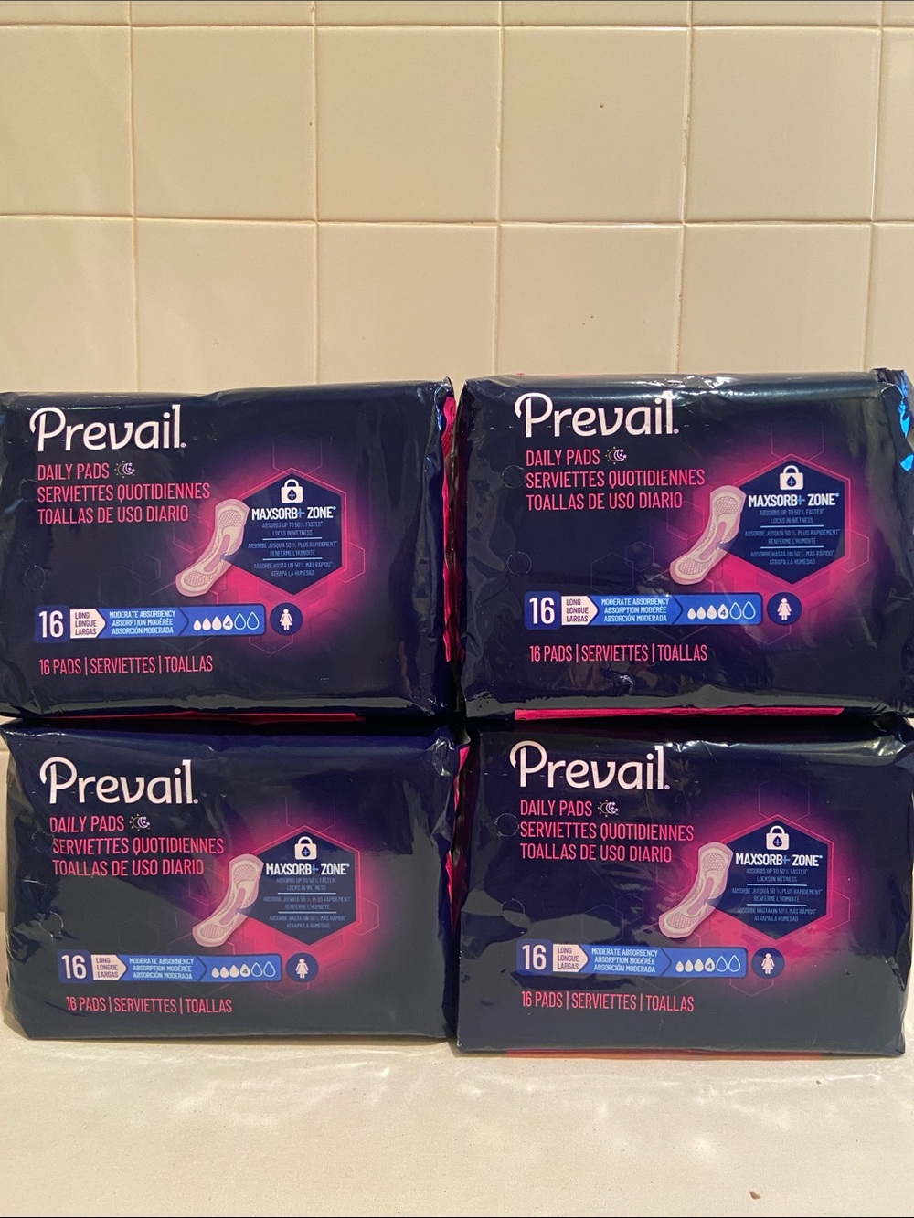 🌺 Prevail Daily Pads Moderate Absorbency Long Pads New 4 Pack (16 each )